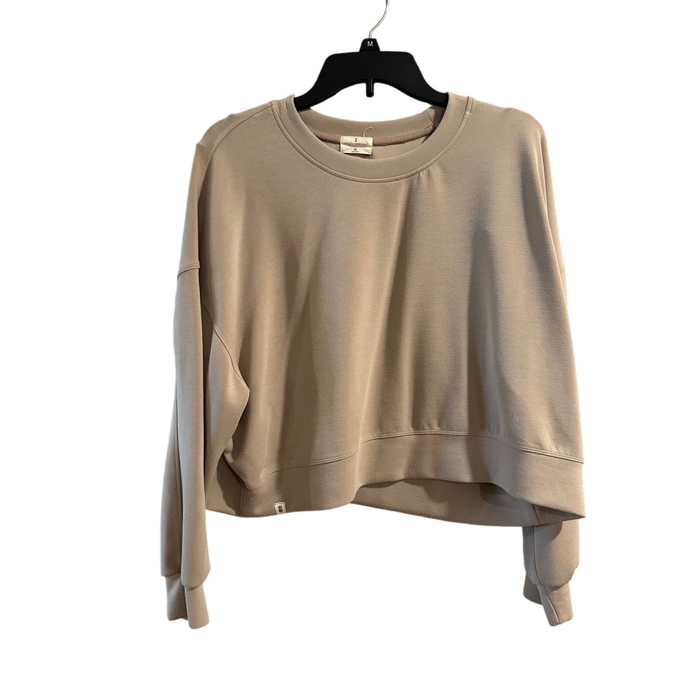 Simply Southern Tan Cropped Sweatshirt Womens Medium Beige‎ Crewneck Pullover